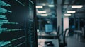 Programming Code on Screen in Contemporary Tech Office Workspace Royalty Free Stock Photo