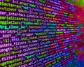 Programming code screen of software developer. Abstract technological background with digits and lines. Screen of web developing Royalty Free Stock Photo