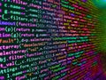 Programming code screen of software developer. Close up of computer web page code inside of html file. Python programming