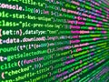 Programming code screen of software developer. Concept screen of experienced web developer. Code of javascript language on white Royalty Free Stock Photo
