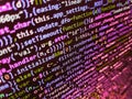 Programming code screen of software developer. Software developer programming code. Database bits access stream visualisation. Royalty Free Stock Photo
