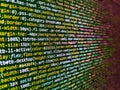 Programming code screen of software developer. Letters, chars, and digits. Modern technology background. Concept of security, Royalty Free Stock Photo