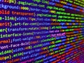 Programming code screen of software developer. Programmer Typing New Lines of HTML Code. Php code on blue background in code Royalty Free Stock Photo
