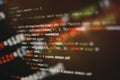 Programming code screen of software developer. Software Programming Work Time. Code text written and created entirely by myself Royalty Free Stock Photo