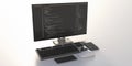 Programming code on a computer monitor screen isolated on white background. 3d illustration Royalty Free Stock Photo