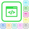 Programming code in software window vivid colored flat icons icons