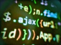 Programming code typing. Programmer developer screen. Digital cyber pattern. Developer software programming code. Writing Royalty Free Stock Photo