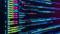 Programming code in vibrant colors displayed on a digital screen Royalty Free Stock Photo