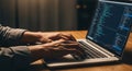 programming coder working on software development using laptop computer Royalty Free Stock Photo