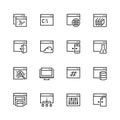 Programming, coding applications icons in thin line style Royalty Free Stock Photo