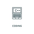 Programming, coding, c plus vector line icon, linear concept, outline sign, symbol