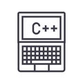 Programming, coding, c plus vector line icon, sign, illustration on background, editable strokes