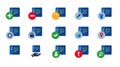 Programming coding code editor software application development icon set collection blue vector Royalty Free Stock Photo