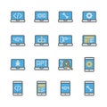 Programming and coding in colorline icon set.Vector illustration Royalty Free Stock Photo
