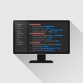 Programming and coding on computer screen. Software developer programming code vector illustration Royalty Free Stock Photo