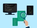 Programming and coding concept, website development, Web Design. Flat Illustration Royalty Free Stock Photo