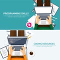 Programming,coding. Flat computing background. Code, hardware,software. Web development. Search engine optimization Royalty Free Stock Photo