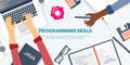Programming,coding. Flat computing background. Code, hardware,software. Web development. Search engine optimization Royalty Free Stock Photo