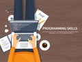 Programming,coding. Flat computing background. Code, hardware,software. Web development. Search engine optimization Royalty Free Stock Photo
