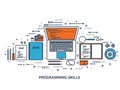 Programming,coding. Flat computing background. Code, hardware,software. Web development. Search engine optimization Royalty Free Stock Photo