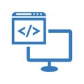 Programming, coding icon. Blue color vector symbol Royalty Free Stock Photo