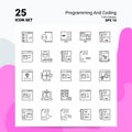 25 Programming And Coding Icon Set. 100% Editable EPS 10 Files. Business Logo Concept Ideas Line icon design Royalty Free Stock Photo