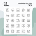25 Programming And Coding Icon Set. 100% Editable EPS 10 Files. Business Logo Concept Ideas Line icon design Royalty Free Stock Photo