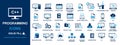 programming coding icon set including program learning, hacking, cloud computing, network, server, testing etc Royalty Free Stock Photo