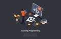 Programming And Coding Learning Concept. Software Coding, Testing, Debugging. Mobile Apps Programming. SEO, Search Royalty Free Stock Photo