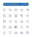 Programming, coding line icons signs set. Design collection of programming, coding, software, development, language Royalty Free Stock Photo