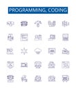Programming, coding line icons signs set. Design collection of programming, coding, software, development, language Royalty Free Stock Photo