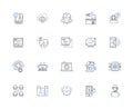Programming coding outline icons collection. Coding, Programming, Scripting, Compiling, Debugging, Syntax, Algorithms