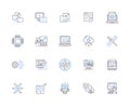 Programming coding outline icons collection. Coding, Programming, Scripting, Compiling, Debugging, Syntax, Algorithms