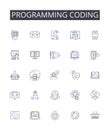 Programming coding line icons collection. Writing composition, Speaking articulation, Cooking cuisine, Eating consuming