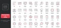 Programming and coding, program code and software, application development line icon set