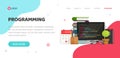 Programming or coding service agency website template design vector layout or mockup flat cartoon, computer programme Royalty Free Stock Photo