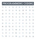 Programming coding vector line icons set. programming, coding, scripting, coding language, coding skills, coding