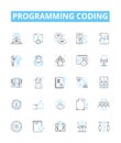 Programming coding vector line icons set. programming, coding, scripting, coding language, coding skills, coding Royalty Free Stock Photo