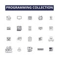 Programming collection line vector icons and signs. Collection, Code, Language, Algorithm, Syntax, Logic, Framework Royalty Free Stock Photo