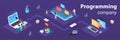 Programming company concept 3d isometric infographics web banner