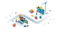 Programming company concept 3d isometric web banner. Vector illustration