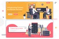 Programming company landing pages set. Software engineering and development team corporate website. Flat vector