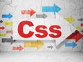 Programming concept: arrow with Css on grunge wall background Royalty Free Stock Photo