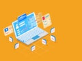 Programming concept based isometric design, laptop with user log Royalty Free Stock Photo