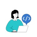 Programming concept with cartoon people in flat design for web. Vector illustration Royalty Free Stock Photo