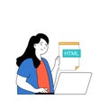 Programming concept with cartoon people in flat design for web. Vector illustration Royalty Free Stock Photo