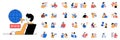 Programming concept with character situations mega set in flat web design.