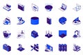 Programming concept of 3d isometric icons set. Collection with computer code, coding program, software, python, html, java, script Royalty Free Stock Photo