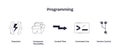 Programming concept with icons for execution, component reusability, and version ... Royalty Free Stock Photo