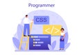 Programming concept. Idea of working on the computer, coding, testing